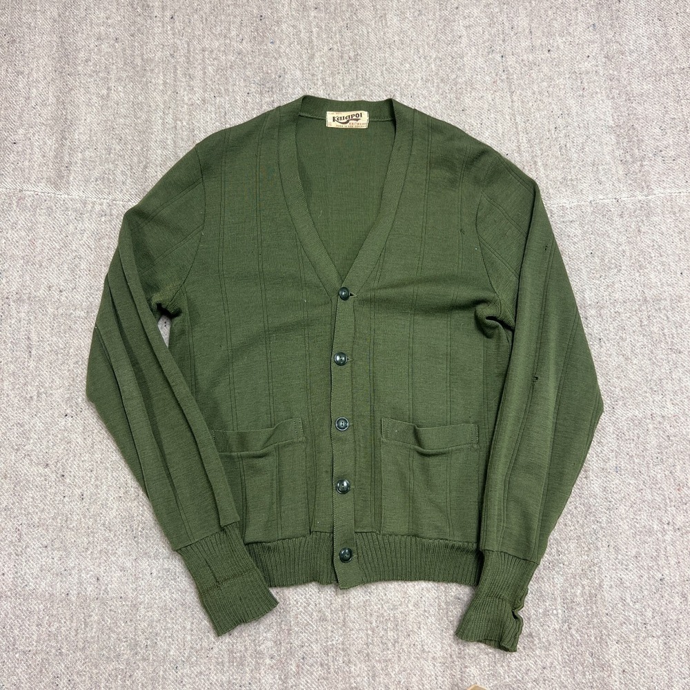 Vintage Kaiapoi Cardigan Mens Medium Green 1960s New Zealand